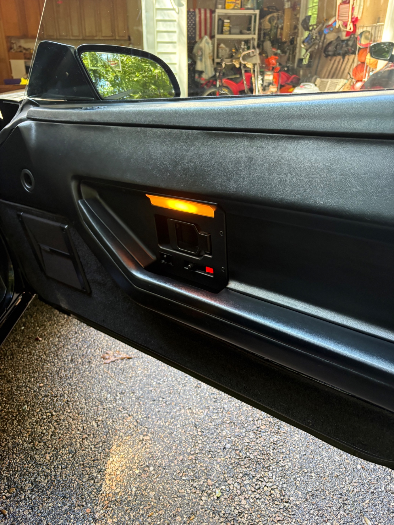 Corvette interior door panel cleaned and conditioned after detailing
